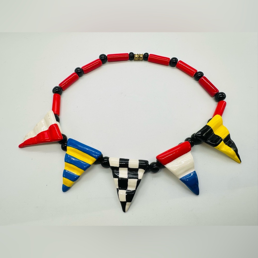 Flying Colors Ceramic Painted Necklace Flags Nautical Boat Pennant Racing